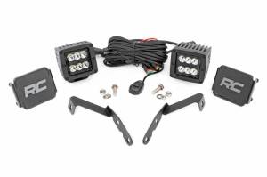 71058 | Rough Country LED Ditch Light Black Series With Spot Beam Kit For Chevrolet / GMC | 2007-2014