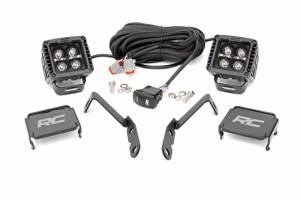 71061 | Rough Country LED Ditch Light Black Series With Amber DRL Kit For Chevrolet / GMC | 2007-2014