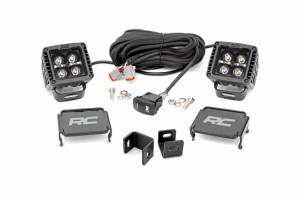 71073 | Rough Country LED Ditch Light Kit For Toyota Tundra | 2022-2025 | Black Series With White DRL
