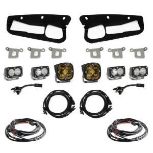 447762UP | Baja Designs Squadron SAE/S2 Sport Pocket Kit Amber Fog Lights With Upfitter Connector For Ford Bronco | 2021-2022