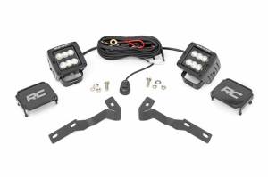 71081 | Rough Country Low Profile LED Ditch Light Kit For Toyota Tacoma (2016-2023) | Black Series With Flood Beam