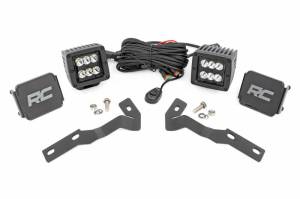 71080 | Rough Country Low Profile LED Ditch Light Kit For Toyota Tacoma (2016-2023) | Black Series With Spot Beam