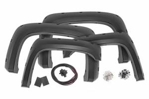 F-C10714B-GAN | Rough Country Pocket Fender Flares For Chevrolet Silverado 1500 / 2500 HD / 3500 HD (2007-2014) | Silver Ice Metallic