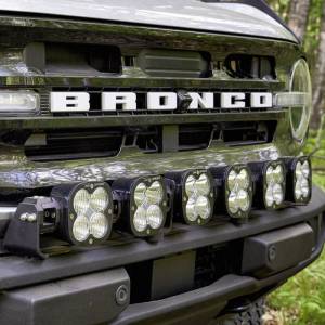 447768UP | Baja Designs XL Sport Bumper Linkable LED Light Bar Kit For Ford Bronco | 2021-2023 | Multi-Pattern Light Pattern, Clear, Upfitter Wiring, With OE Plastic Bumper