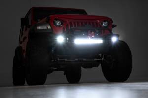 Rough Country - 10647 | Rough Country Front Winch Tubular Bumper With Skid Plate, LED Pods & Light Bar For Jeep Gladiator JT / Wrangler 4xe, JK, JK Unlimited, JL, JL Unlimited | 2018-2023 - Image 4