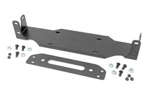 10652 | Rough Country Winch Mounting Plate To Modular Steel Factory Bumper For Jeep Wrangler JL | 2018-2023