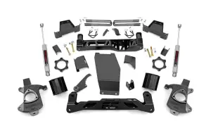 22635 | Rough Country 6 Inch Lift Kit For Chevrolet Silverado/GMC Sierra 1500 4WD | 2014-2018 | Lower Control Arm Stock Cast Steel | Strut Spacer, N3 Rear Shocks