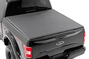 41501550 | Rough Country Bed Cover Soft Tri Fold Tonneau Cover For Ford F-150 2/4WD | 2001-2003 | 5' 7" Bed