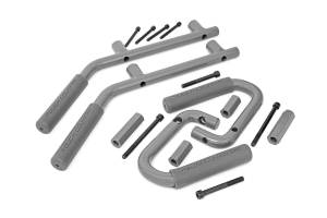 Rough Country - 6503GRAY | Jeep Solid Steel Grab Handle Set (07-18 Wrangler JK | Gray) - Image 1