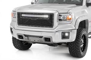 Rough Country - 70190BDA | GMC Mesh Grille | 30in Dual Row Black Series LED w/ Amber DRL (14-15 Sierra 1500) - Image 1