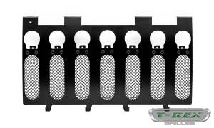 T-Rex Billet - 6314841-BR | T-Rex Stealth Torch Series LED Light Grille | Small Mesh | Mild Steel | Black | Black Studs | 1 Pc | Insert | 7 - 2 in. Round LED Lights - Image 1