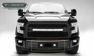 T-Rex Billet - 6325731-BR | T-Rex Stealth Torch Series LED Light Bumper Grille | Small Mesh | Mild Steel | Black | Black Studs | 1 Pc | Insert | Incl. Universal Wiring Harness - Image 1