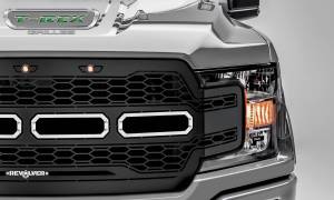 T-Rex Billet - 6515851 | T-Rex Revolver Series Grille | Laser Cut Pattern | Mild Steel | Black | Chrome Studs | 1 Pc | Replacement - Image 4