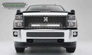 T-Rex Billet - 7311241 | T-Rex Laser Torch Series Grille | Laser Cut Pattern | Mild Steel | Black | Chrome Studs | 1 Pc | Replacement - Image 1