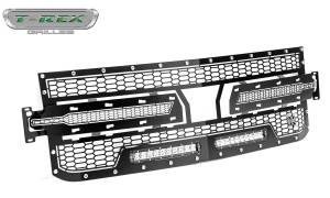 T-Rex Billet - 7311261 | T-Rex Laser Torch Series Grille | Laser Cut Pattern | Mild Steel | Black | Chrome Studs | 1 Pc | Replacement | Incl. 10 in. LED - Image 6