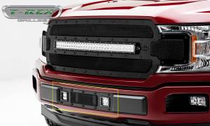 T-Rex Billet - 6325791-BR | T-Rex Stealth Torch Series LED Light Grille | Small Mesh | Mild Steel | Black | Black Studs | 1 Pc | Replacement: Incl. 3 in. LED Cube Light - Image 1