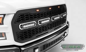 T-Rex Billet - 6515661 | T-Rex Revolver Series LED Grille | Laser Cut Pattern | Mild Steel | Black | Chrome Studs | 1 Pc | Replacement | Incl. 6 in. LED [Available While Supplies Last] - Image 8