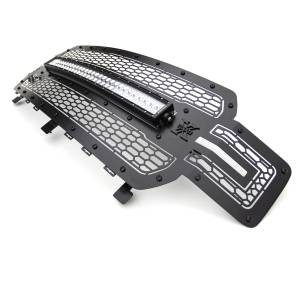T-Rex Billet - 7315711-BR | T-Rex Stealth Laser Torch Series Grille | Laser Cut Pattern | Mild Steel | Black | Black Studs | 1 Pc | Replacement | Incl. 30 in. LED - Image 2