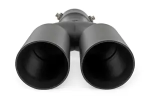 Rough Country - 96050 | Rough Country Exhaust Tip For 2.5-3 Inch Pipe With RC Logo | Black, Red RC Logo, Dual Outlet - Image 2