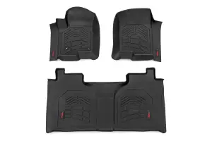 SM21612 | Rough Country Sure Fit Floor Mats For Crew Cab Chevrolet Silverado / GMC Sierra 1500/2500 HD/3500HD (2019-2025) | Front Bucket Seats, Cover First & Second Row