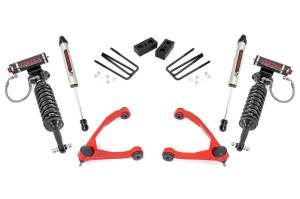 19857RED | Rough Country 3.5 Inch Lift Kit Chevrolet Silverado / GMC Sierra 1500 (2007-2016) | Red Finish Arm, Vertex Adjustable Coilovers, Rear V2 Monotube Shocks