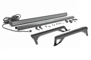 80503 | Rough Country 50 Inch Straight LED Light Bar Upper Windshield Mounts Kit For Jeep Wrangler/Wrangler Unlimited TJ | Spectrum Series Light, Dual Row