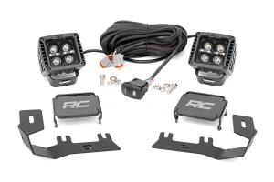 Rough Country - 71055 | Rough-Country LED Ditch Light Kit | 2in Black Series W/ Amber DRL (2014-2018 Silverado, Sierra 1500) - Image 1
