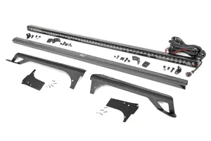 80588 | Rough Country 50 Inch Straight LED Light Bar With Upper Windshield Mounts For Jeep Wrangler, Rubicon & Unlimited | Spectrum Series Lights, Single Row