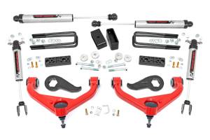 95670RED | Rough Country 3 Inch Lift Kit With Red Upper Control Arms V2 Shocks (2020-2025 Silverado, Sierra 3500 HD 2WD/4WD)