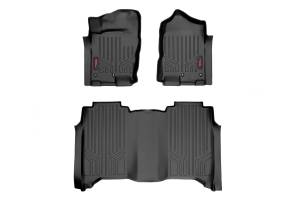 M-81715 | Rough Country Floor Mats For Nissan Titan / Titan XD | Front With Bench Seat & Second Row, No Factory Under Seat Storage