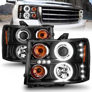 Anzo USA - 111125 | Anzo Projector Headlights Black with RX Halo (2007-2013 Sierra 1500, 2007-2014 Sierra 2500 HD, 3500 HD) - Image 4