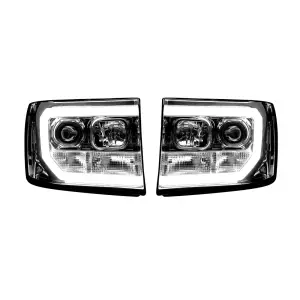 264271CLC | Projector Headlights OLED Halos & DRL Clear/Chrome (2007-2013 Sierra 1500, 2500 HD, 3500 HD)