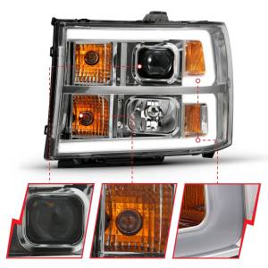 Anzo USA - 111483 | Anzo Projector Headlights Plank Style Chrome (2007-2013 Sierra 1500, 2007-2014 Sierra 2500 HD, 3500 HD) - Image 2