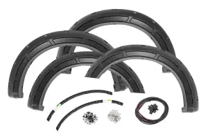 A-F20231 | Rough Country Defender Pocket Fender Flares For Ford F-250 / F-350 Super Duty (2023-2024) | Flat Black
