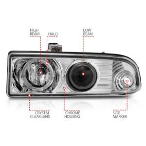 Anzo USA - 111016 | Anzo USA Projector Headlights w/ Halo Chrome (1998-2004 S10 Pickup, Blazer) - Image 3