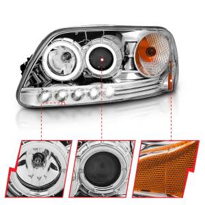 Anzo USA - 111032 | Anzo USA Projector Headlights w/ Halo & LED Chrome 1pc (1997-2003 F150, 1997-2002 Expedition) - Image 2