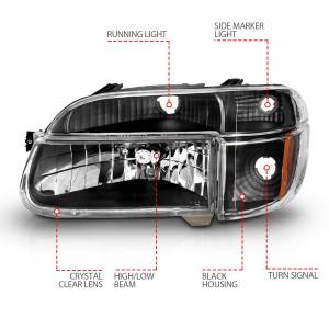 Anzo USA - 111039 | Anzo USA Crystal Headlights Black w/ Corner Lights 2pc (1995-2001 Explorer, 1997 Mountaineer) - Image 3