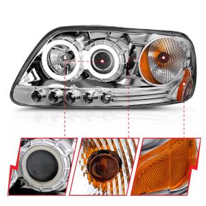 Anzo USA - 111054 | Anzo USA Projector Headlights w/ Halo Chrome 1pc (1997-2003 F150 | 1997-2002 Expedition) - Image 2