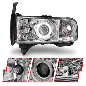 Anzo USA - 111056 | Anzo USA Projector Headlights w/ Halo Chrome (1994-2001 Ram 1500 | 1994-2002 Ram 2500, 3500) - Image 2