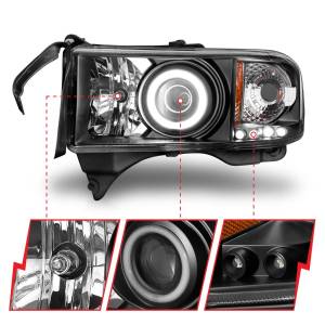 Anzo USA - 111065 | Anzo USA Projector Headlights w/ Halo Black (1994-2001 Ram 1500 | 1994-2002 Ram 2500, 3500) - Image 2
