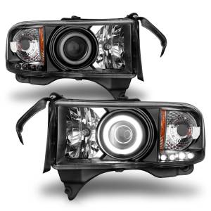 111065 | Anzo USA Projector Headlights w/ Halo Black (1994-2001 Ram 1500 | 1994-2002 Ram 2500, 3500)