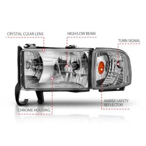 Anzo USA - 111068 | Anzo USA Crystal Headlights Chrome (1994-2001 Ram 1500 | 1994-2002 Ram 2500, 3500) - Image 3