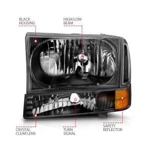 Anzo USA - 111080 | Anzo USA Crystal Headlights Black (2000-2004 Excursion | 1999-2004 F250, F350 Super Duty) - Image 3