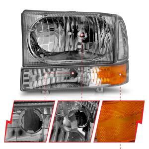 Anzo USA - 111081 | Anzo USA Crystal Headlights Chrome w/ Corner Lights 2PC (2000-2004 Excursion | 1999-2004 F250, F350 Super Duty) - Image 2