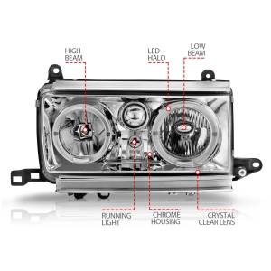 Anzo USA - 111092 | Anzo USA Crystal Headlights w/ Halo Chrome (1991-1994 Land Cruiser) - Image 3