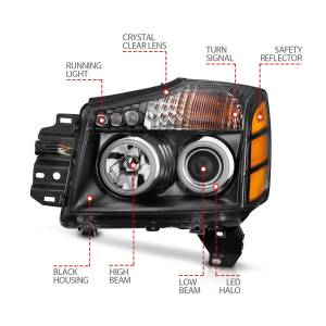 Anzo USA - 111095 | Anzo USA Projector Headlights w/ RX Halo Black (2004-2007 Armada | 2004-2007 Titan) - Image 3