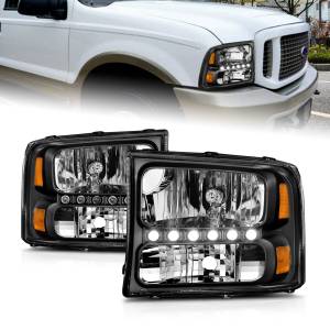 Anzo USA - 111106 | Anzo USA Crystal Headlights Black w/ LED 1pc (2000-2004 Excursion | 1999-2004 F250, F350 Super Duty) - Image 6