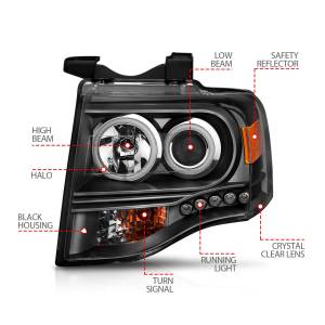 Anzo USA - 111113 | Anzo USA Projector Headlights w/ RX Halo Black (2007-2014 Expedition) - Image 3