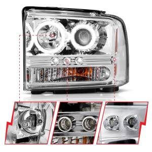 Anzo USA - 111118 | Anzo USA Projector Headlights w/ RX Halo Chrome (2005-2007 F250, F350 Super Duty) - Image 2