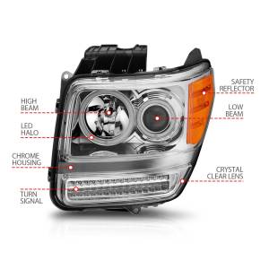 Anzo USA - 111144 | Anzo USA Projector Headlights w/ RX Halo Chrome & LED Signal (2007-2012 Nitro) - Image 1